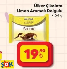 ÜLKER ÇİKOLATA LİMON AROMALI DOLGULU 54 G